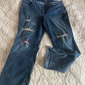 NYDJ Marilyn Straight Leg Jeans Womens 16W Clean Monet Embroidered Distressed
